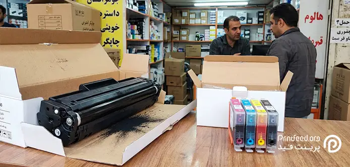 کارتریج لیزری و جوهری در کنار هم