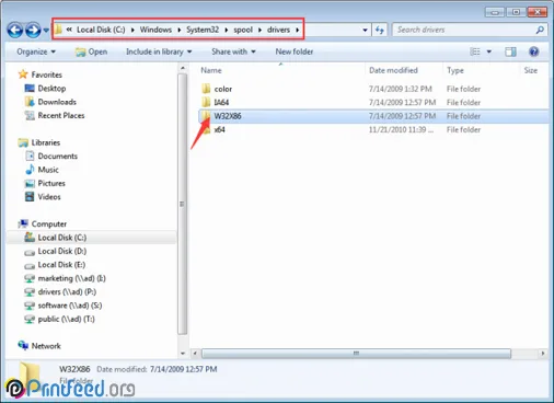 پیغام Unable to install driver of printer