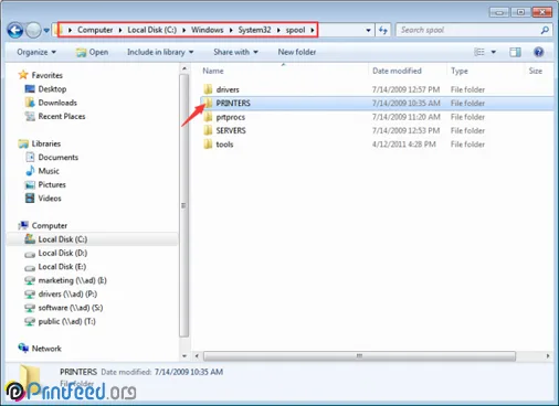 پیغام Unable to install driver of printer